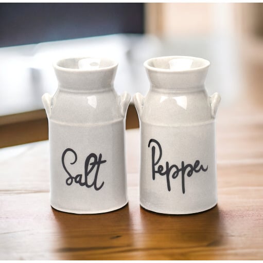 Ceramic Milk Jug Salt And Pepper Shakers 3.25 Inch Vintage