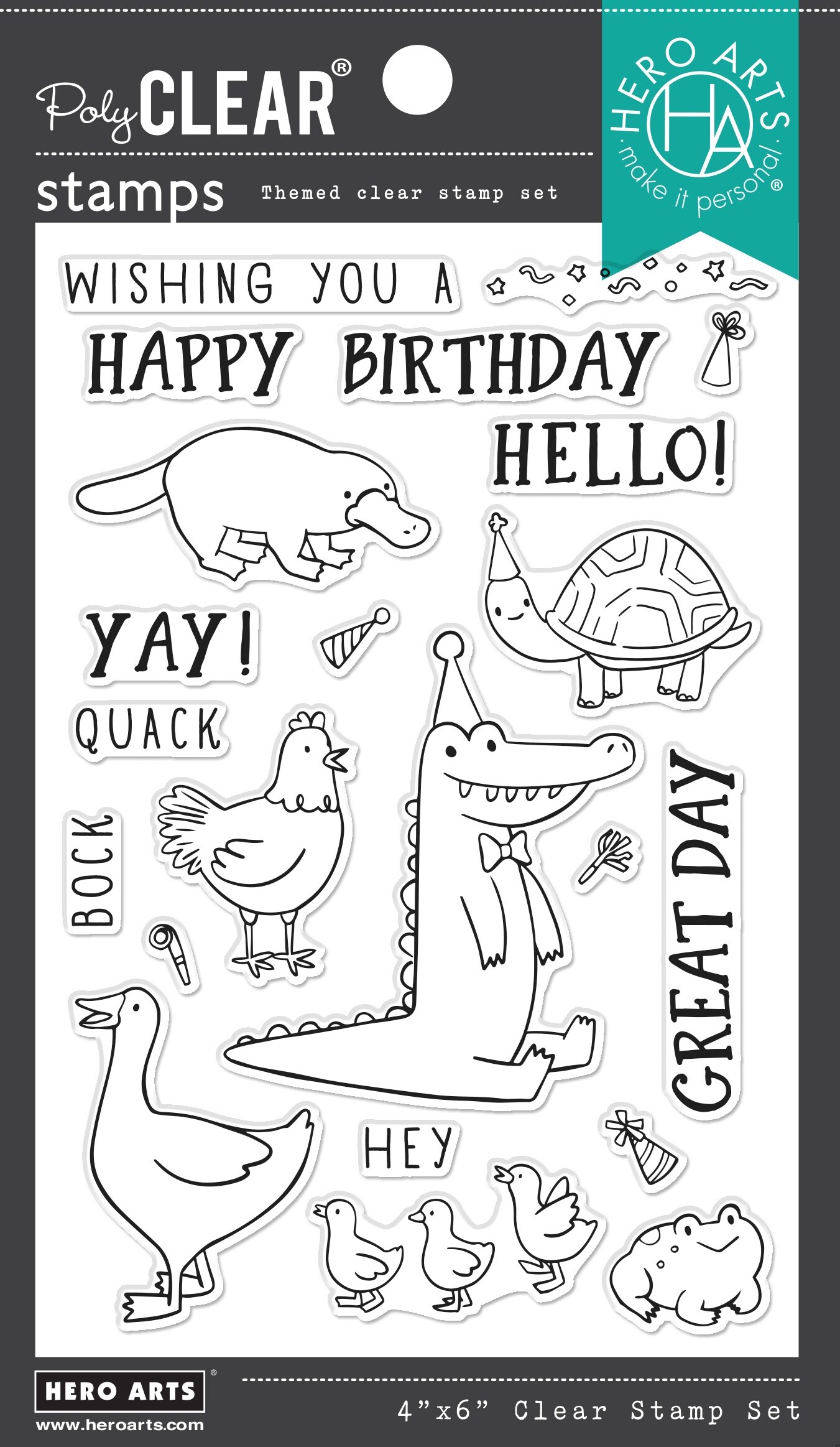 Hero Arts Clear Stamps 4&#x22;X6&#x22;-Birthday Animals