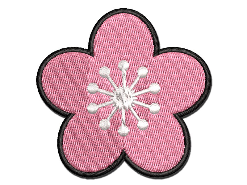 Sakura Cherry Blossom Solid Multi-Color Embroidered Iron-On or Hook &#x26; Loop Patch Applique