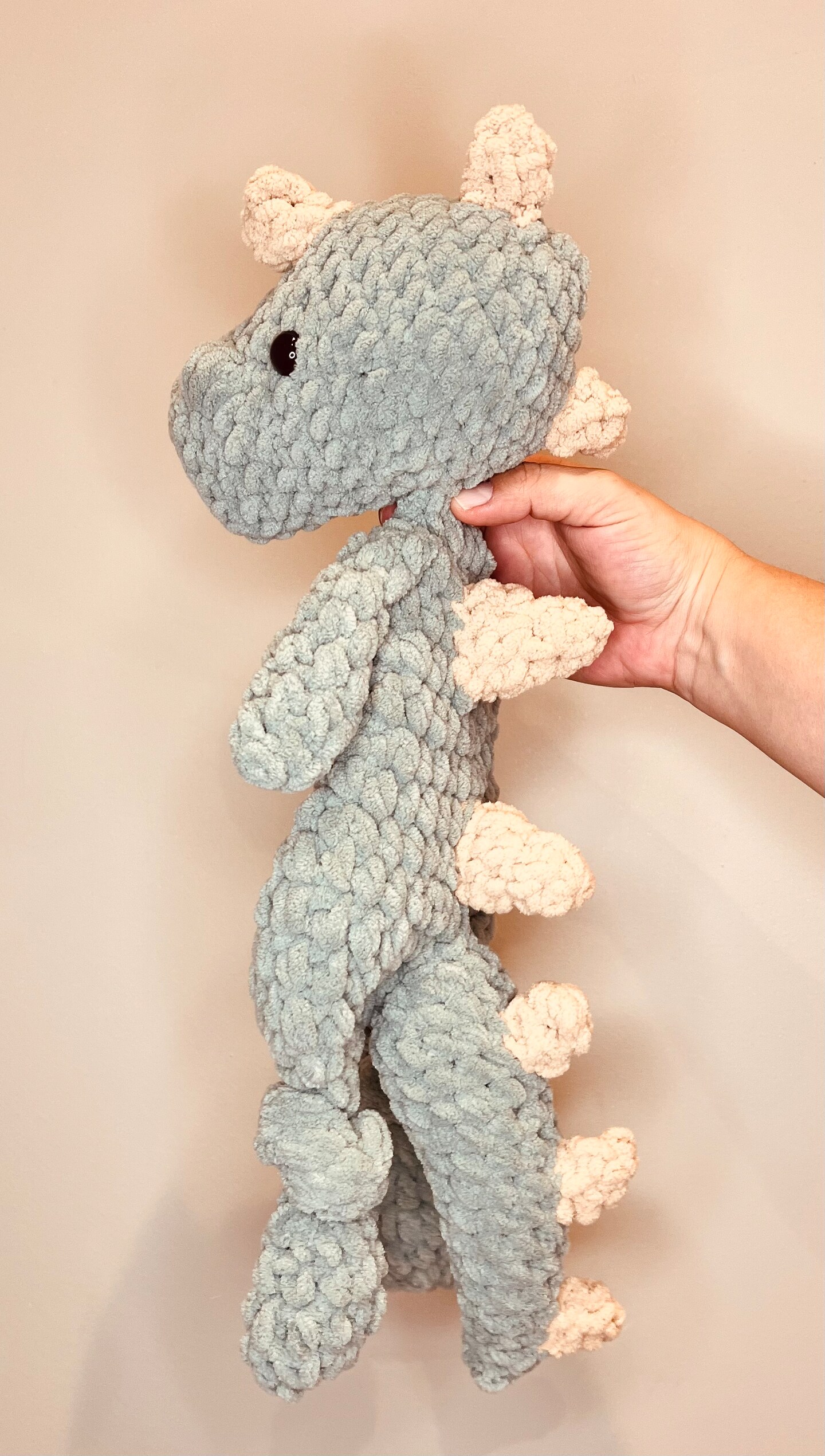 Dinosaur Snuggler, T rex Lovey, Mini Crocheted Baby Blanket, Baby ...