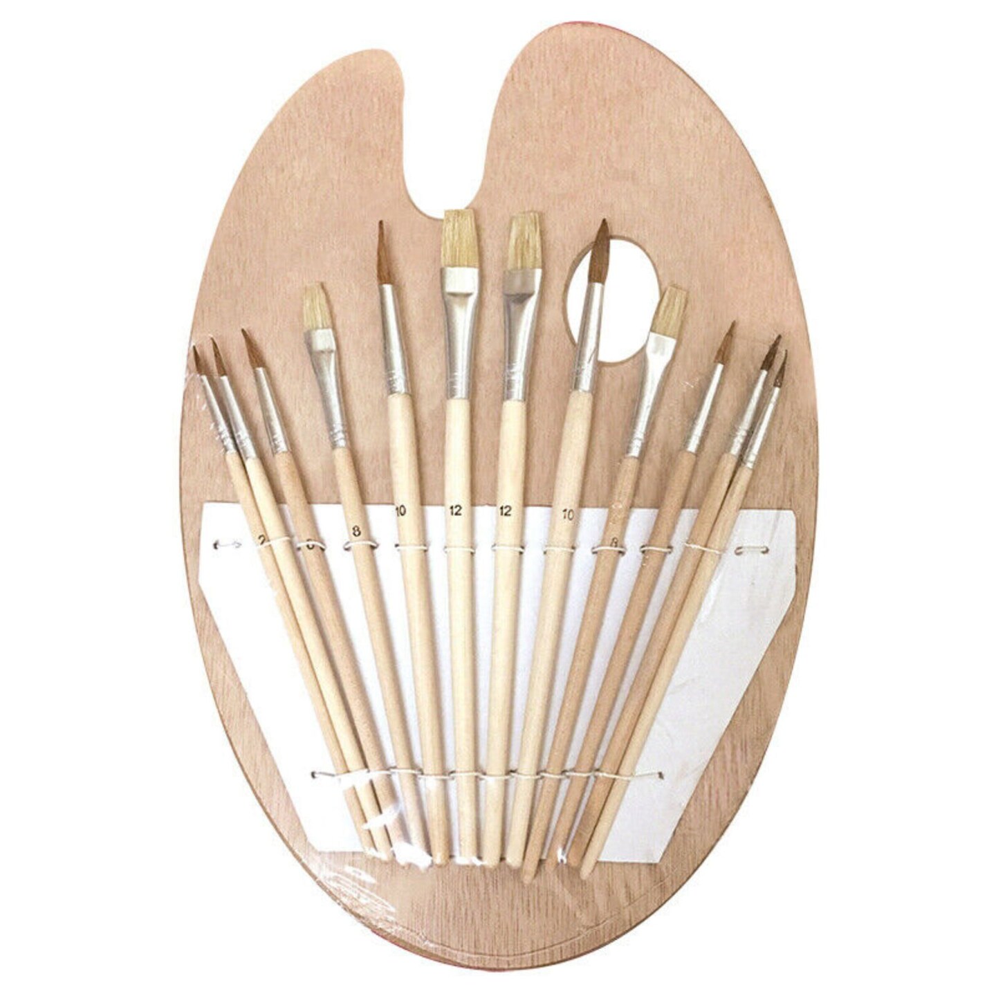 Wood Artist Painting Palette with 12 Brush Set