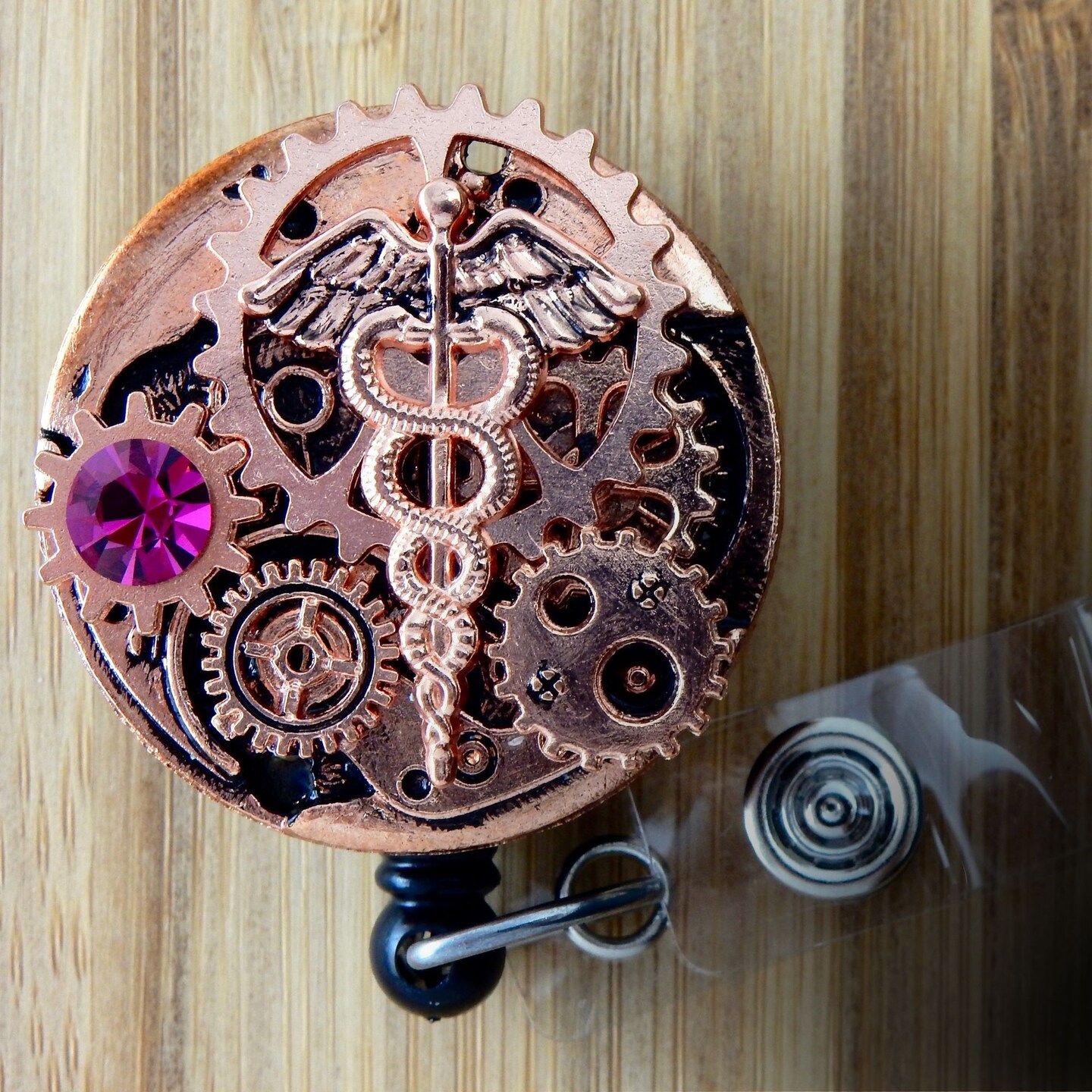 Copy-Nurse Gift, Steampunk Caduceus Badge Reel, Name ID Retractable Badge  Holder Men's, Unisex Style Badge Reel, Unique Gift for Male Doctor