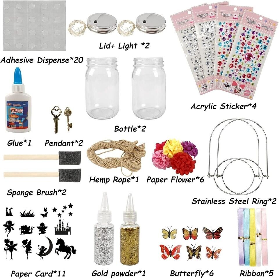 DIY Light Kit Fairy Lantern Craft Toy Jar Night Light Set for Kids