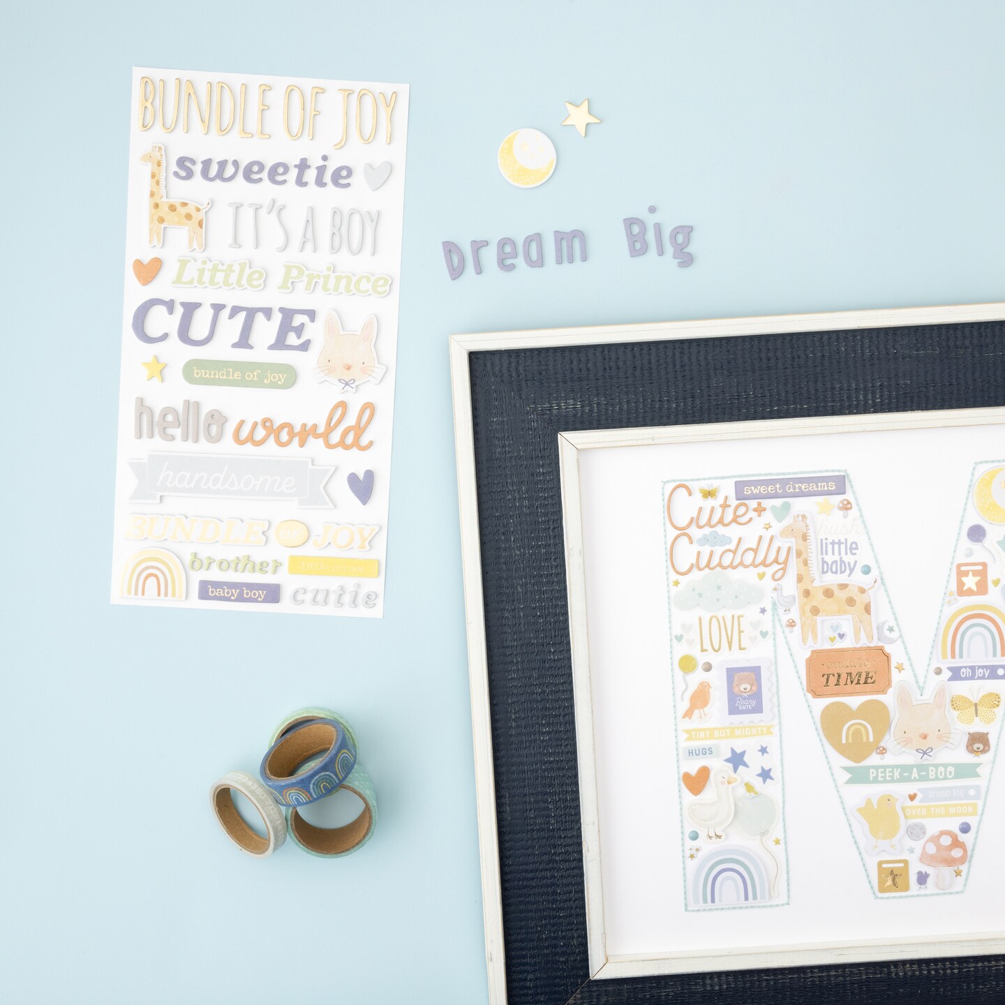 American Crafts Hello Little Boy Thickers Stickers 136/Pkg-Phrase