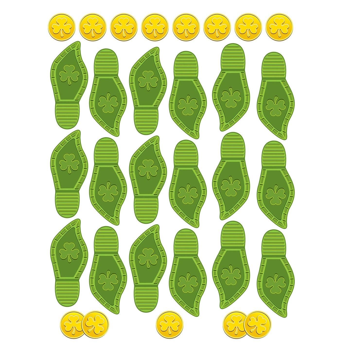 St. Patricks Theme - Leprechaun Footprints &#x26; Coins PNP - Pack of 12