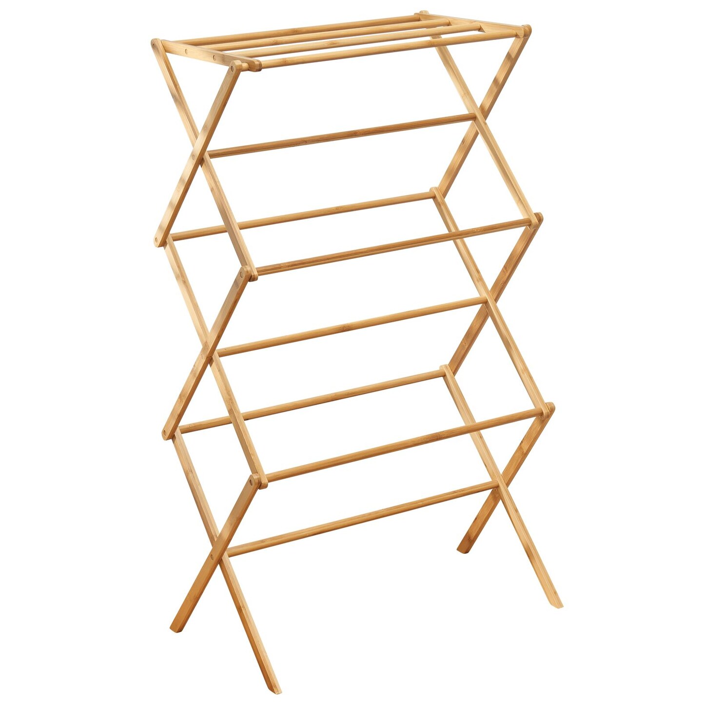 mDesign Bamboo Clothes Drying Rack, Foldable Wooden Laundry Drying Rack
