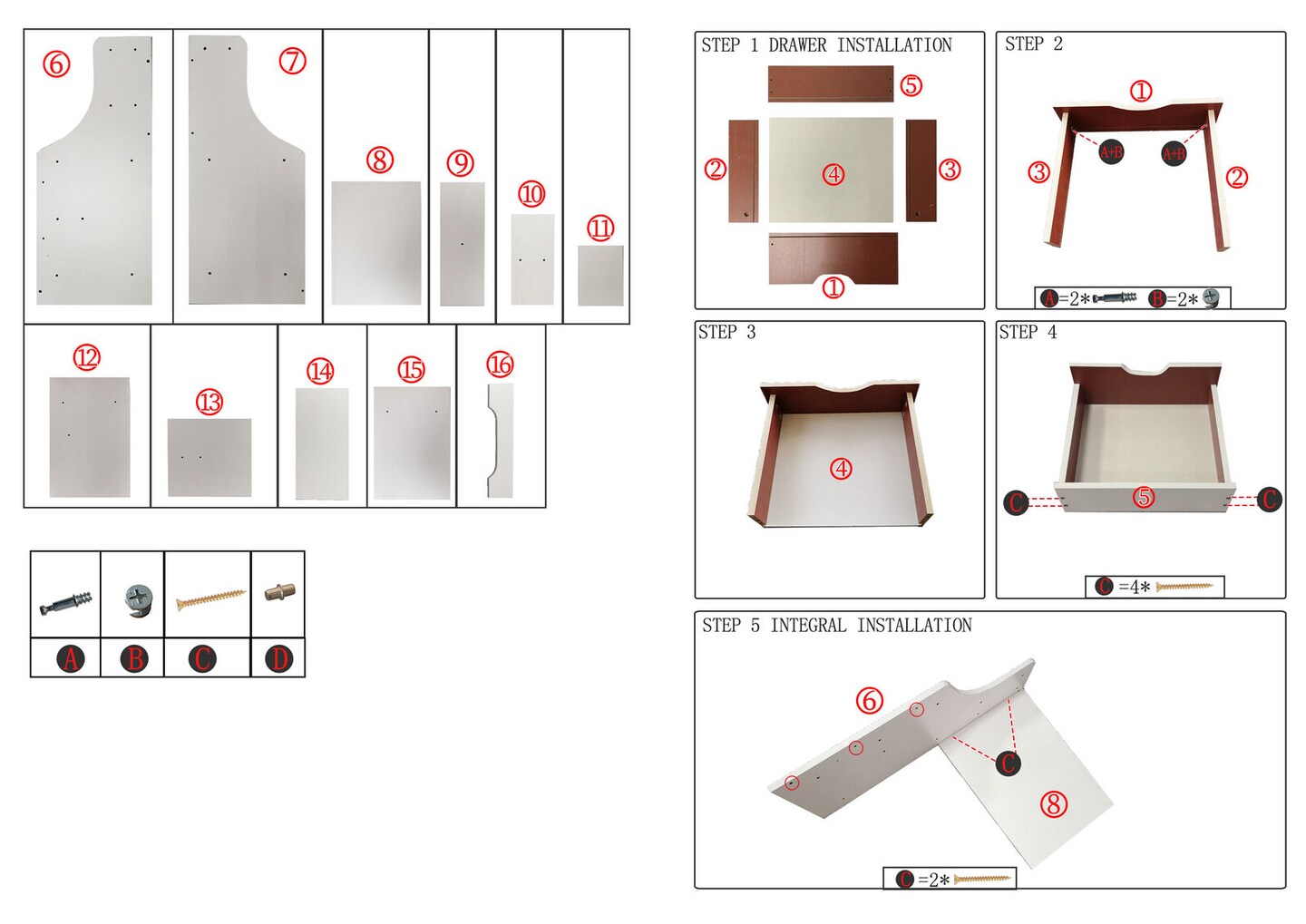 Kitcheniva Bedside Table Storage Cabinet Nightstand with 2 Drawers