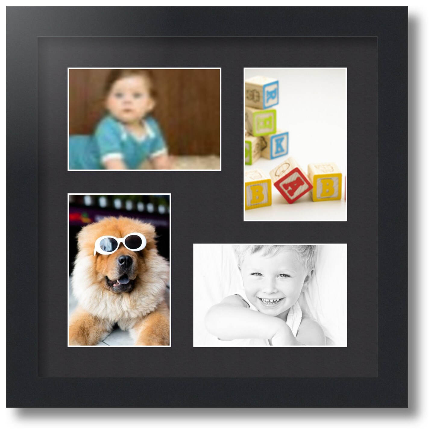 ArtToFrames Collage Photo Picture Frame with 4 - 4x6 inch Openings, Framed in Black with Over 62 Mat Color Options and Regular Glass (CSM-3926-178)