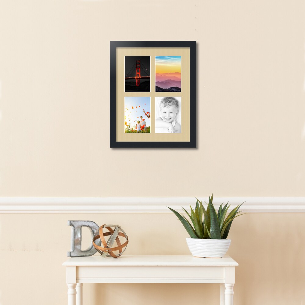 ArtToFrames Collage Photo Picture Frame with 4 - 5x7 inch Openings, Framed in Black with Over 62 Mat Color Options and Regular Glass (CSM-3926-3)