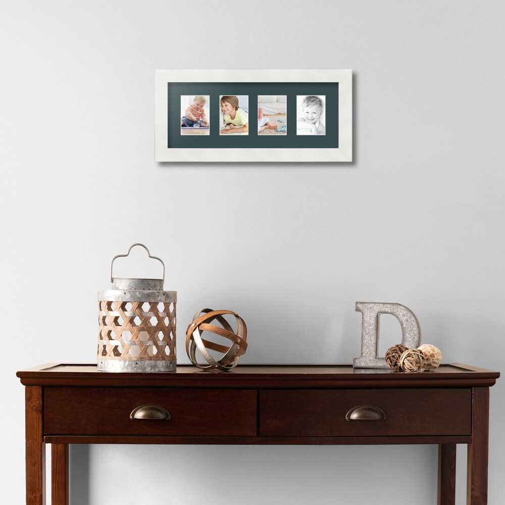 ArtToFrames Collage Photo Picture Frame with 4 - 2.5x3.5 inch Openings, Framed in White with Over 62 Mat Color Options and Regular Glass (CSM-3966-20)