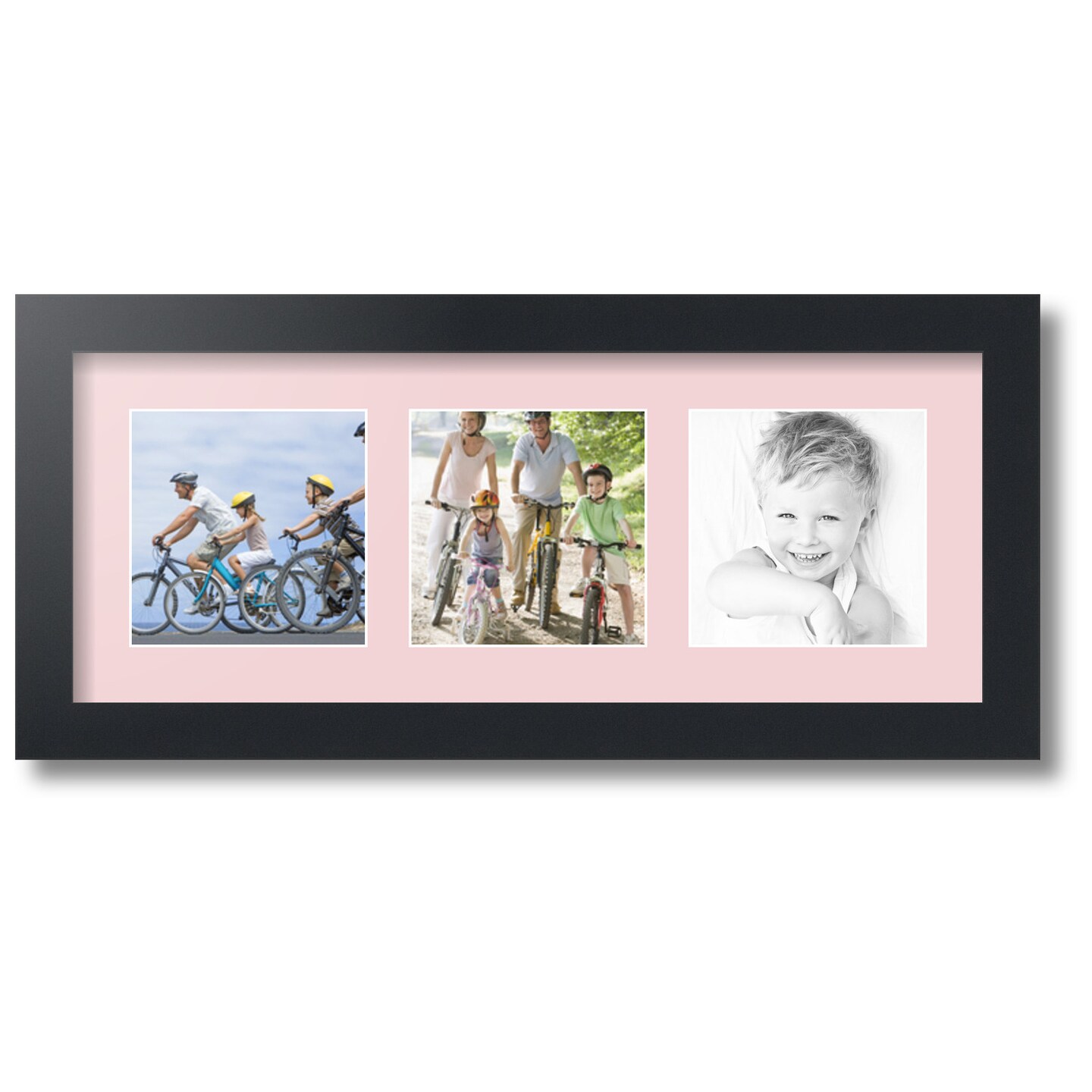 ArtToFrames Collage Photo Picture Frame with 3 - 5x5 inch Openings, Framed in Black with Over 62 Mat Color Options and Regular Glass (CSM-3926-95)
