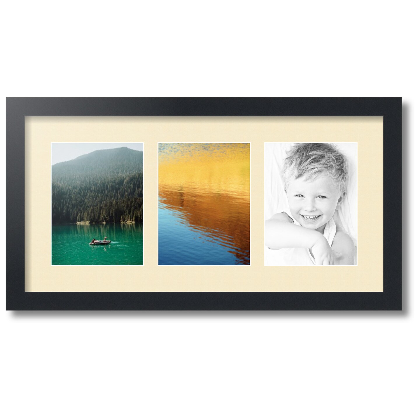 ArtToFrames Collage Photo Picture Frame with 3 - 6x8 inch Openings, Framed in Black with Over 62 Mat Color Options and Plexi Glass (CSM-3926-782)