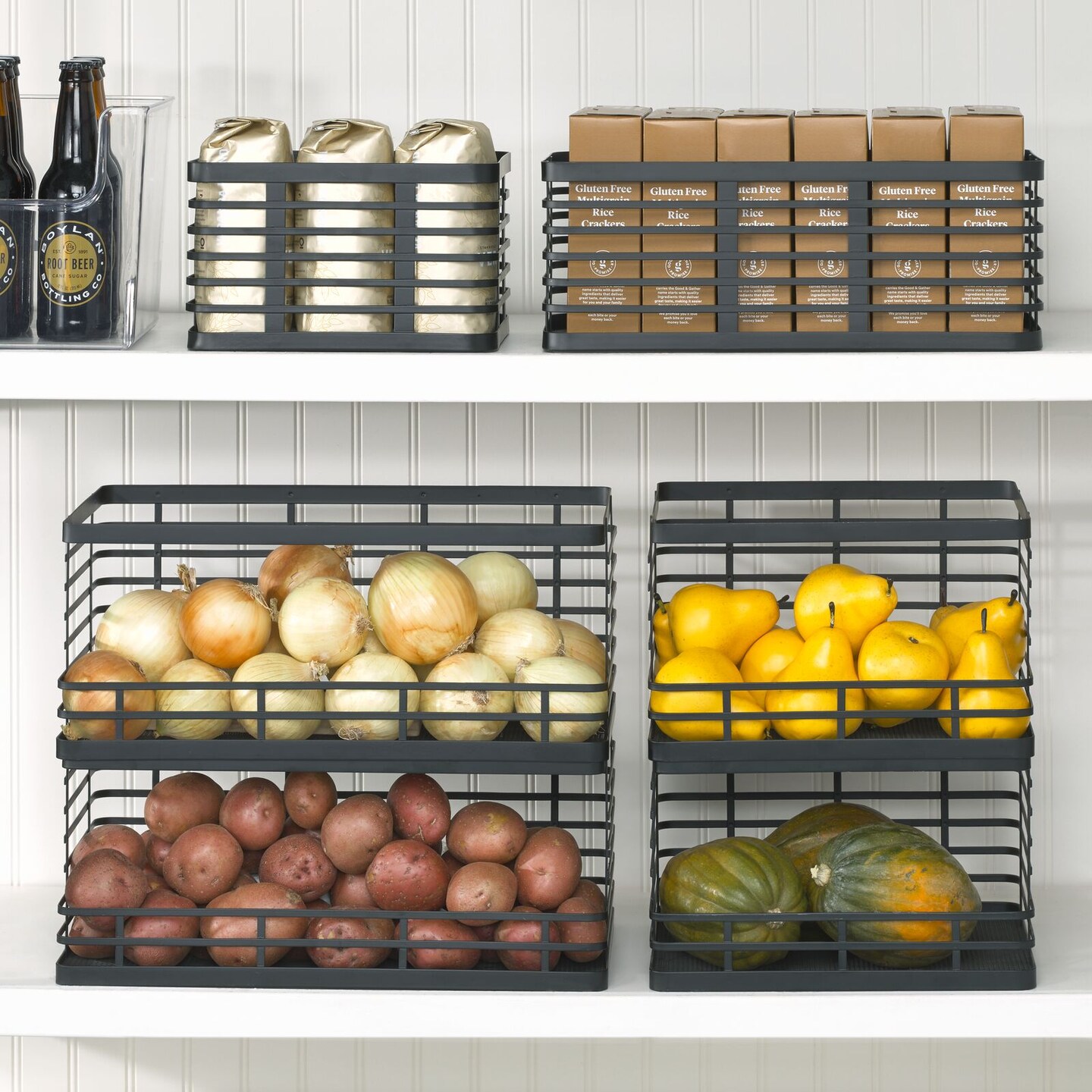 mDesign Modern Metal Wire Kitchen Cabinets, Pantry - 2 Pack