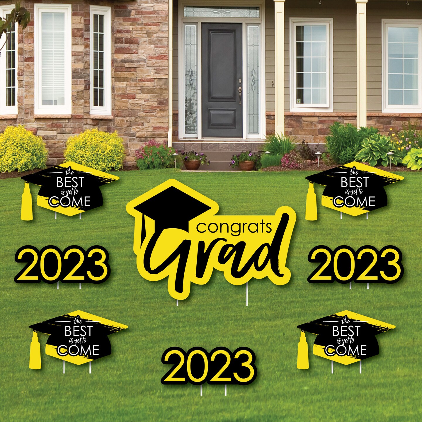 Big Dot of Happiness Yellow Grad Class of 2023 Outdoor Decorations ...