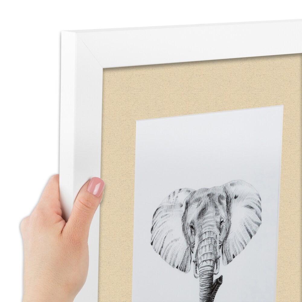 ArtToFrames Collage Photo Picture Frame with 4 - 5x7 inch Openings, Framed in White with Over 62 Mat Color Options and Regular Glass (CSM-3966-2153)