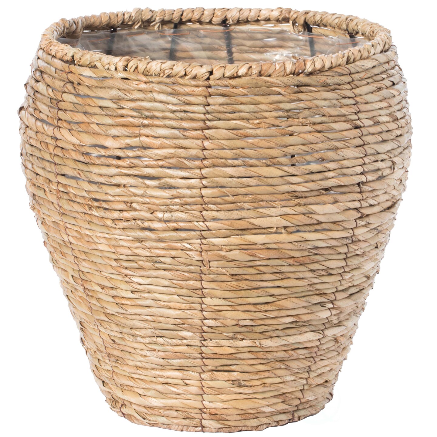 Woven Round Flower Pot Planter Basket with Leak-Proof Plastic Lining
