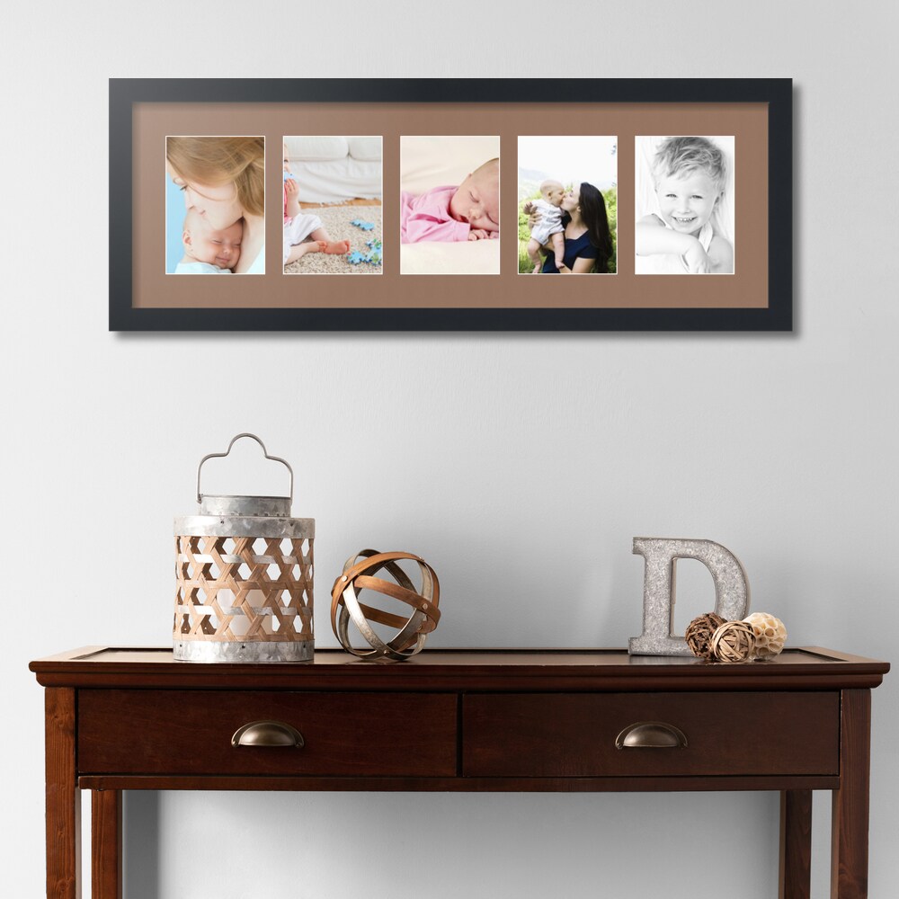 ArtToFrames Collage Photo Picture Frame with 5 - 5x7 inch Openings, Framed in Black with Over 62 Mat Color Options and Plexi Glass (CSM-3926-152)