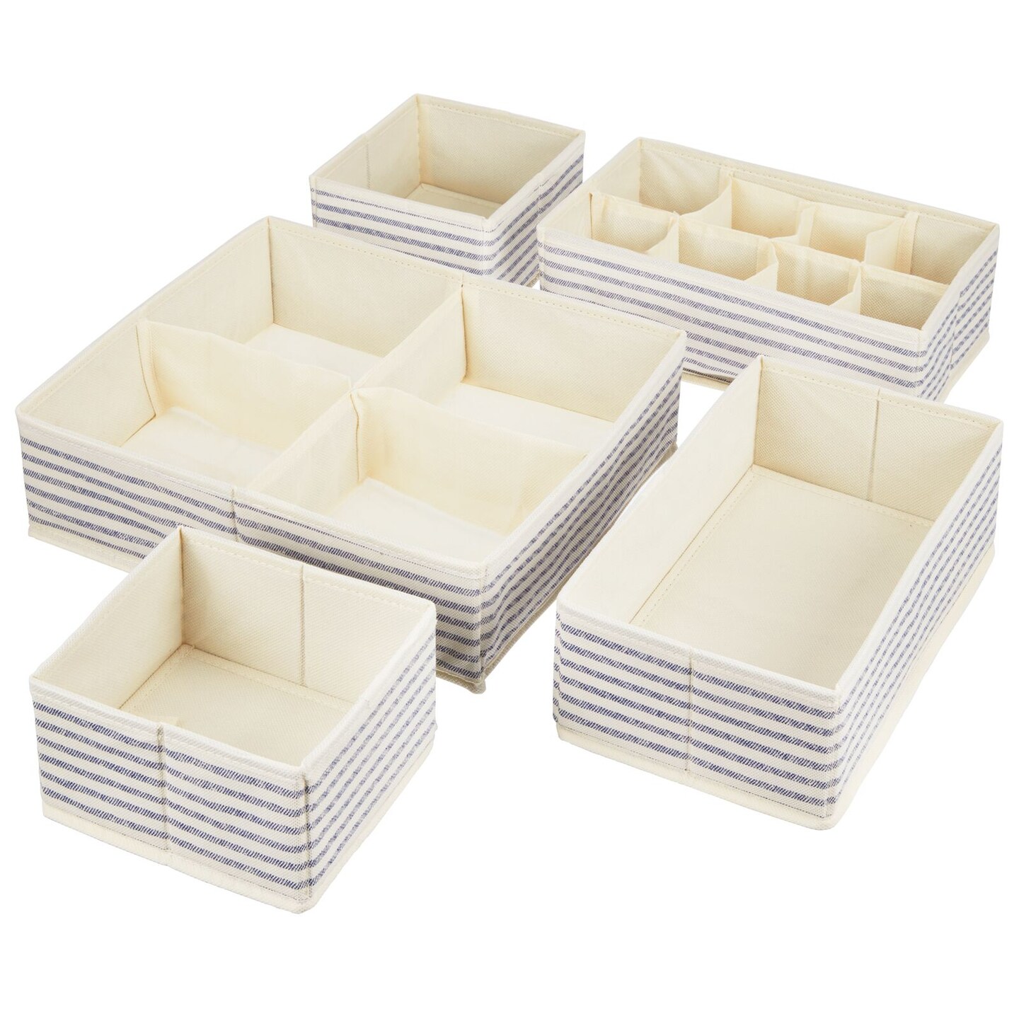 mDesign Fabric Drawer/Closet Divided Organizers, Set of 5