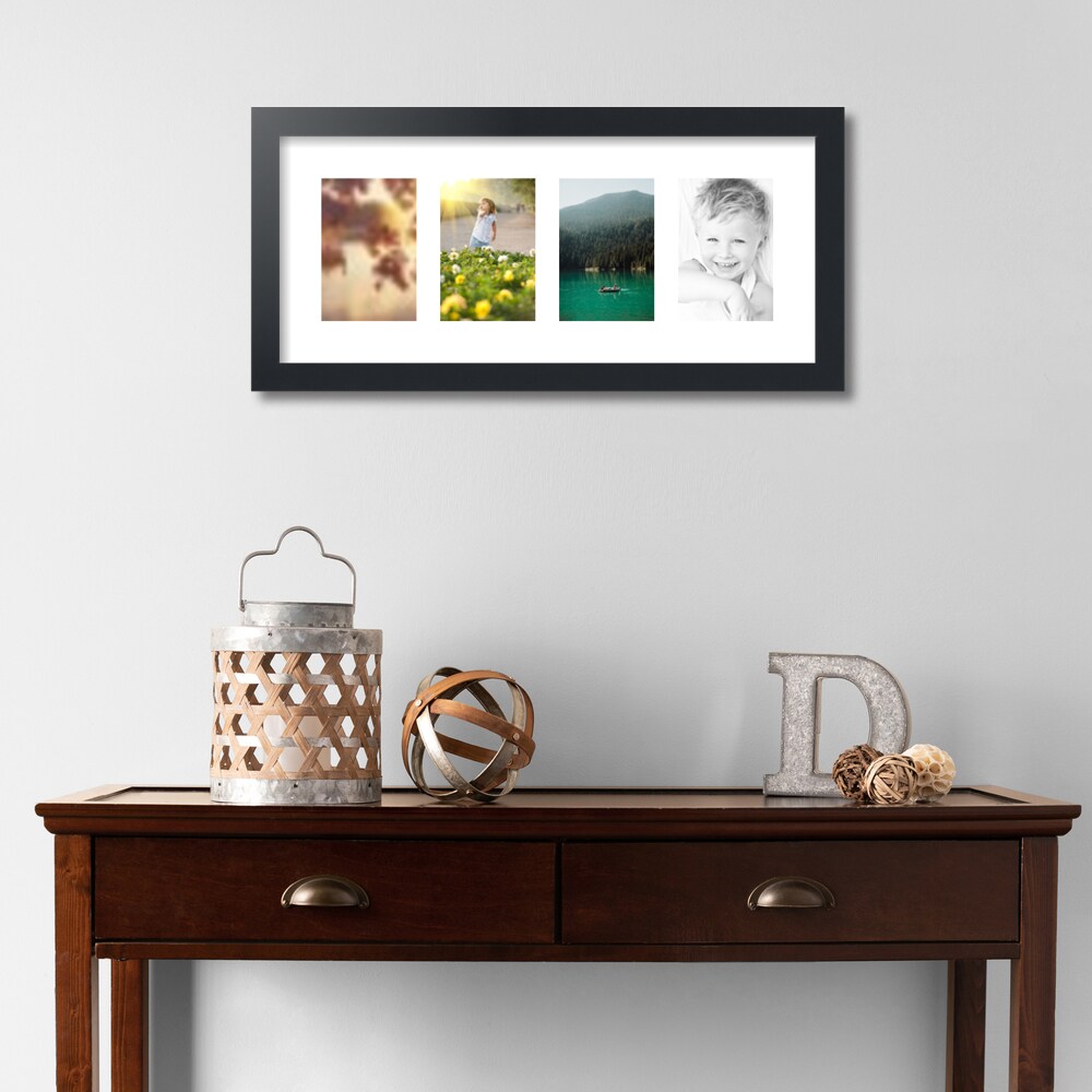 ArtToFrames Collage Photo Picture Frame with 4 - 4x6 inch Openings, Framed in Black with Over 62 Mat Color Options and Plexi Glass (CSM-3926-14)