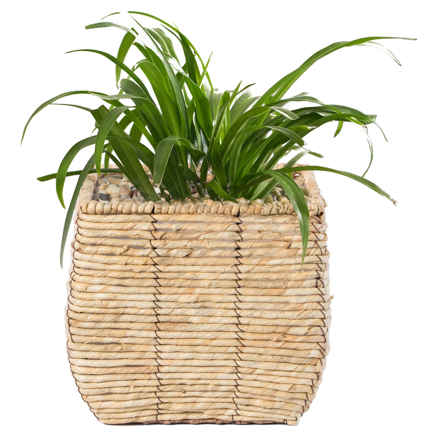 Woven Square Flower Pot Planter with Leak-Proof Plastic Lining