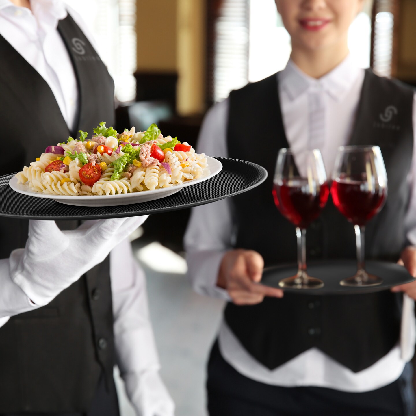 Jubilee (Set of 4) Round Restaurant Serving Trays - NSF Certified Non-Slip Food Service Tray