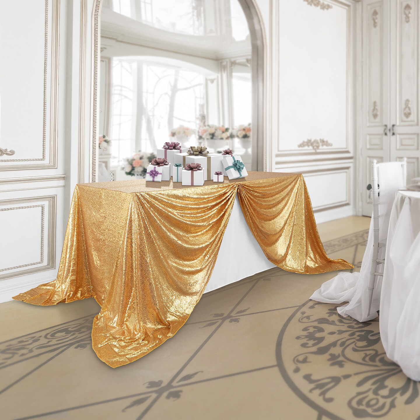 Lann&#x27;s Linens Sequin Tablecloths, Overlay Covers and Table Runners
