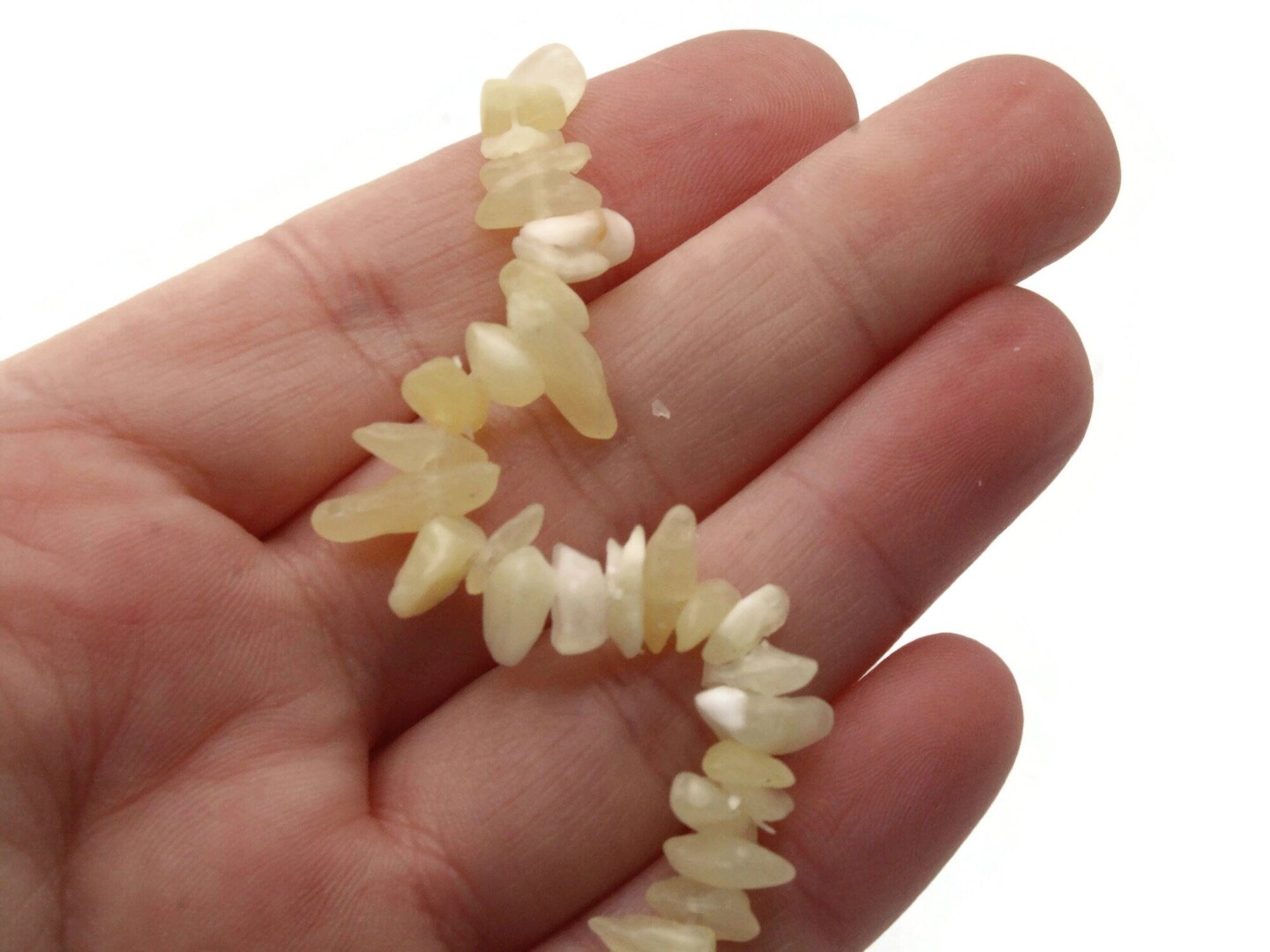 33 inch Small Aragonite Stone Chips Yellow Gemstone Beads