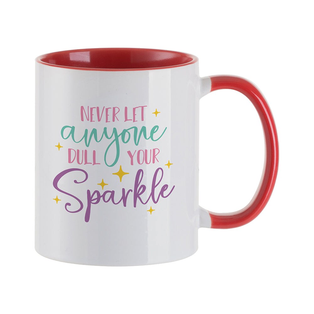 11oz Contrast Orange Handle Ceramic Sublimation Mugs - 6 Pack