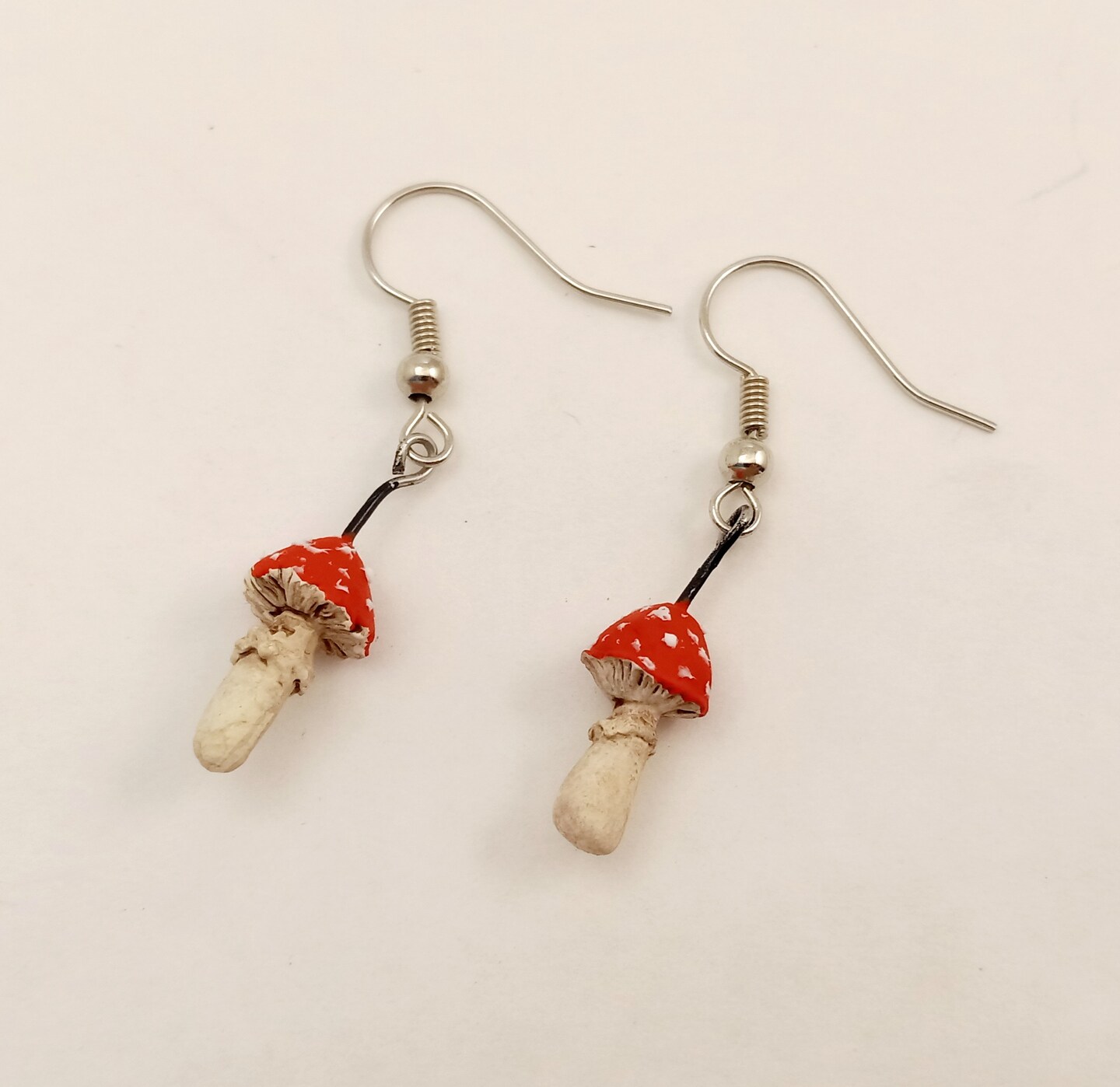 Red Mushroom earrings, polymer clay jewelry, goblincore