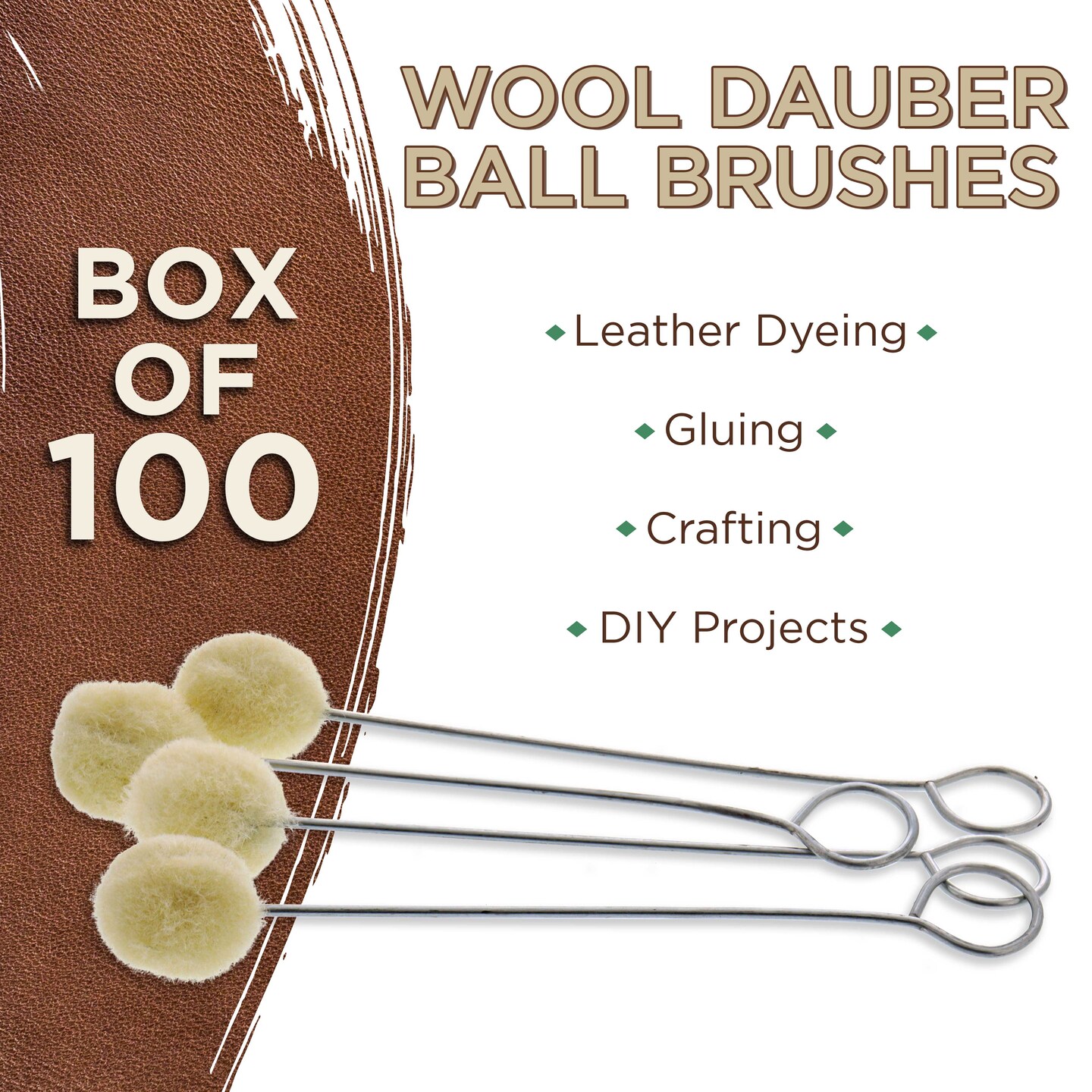U.S. Art Supply Wool Daubers Ball Brush (Pack of 100) Applicator