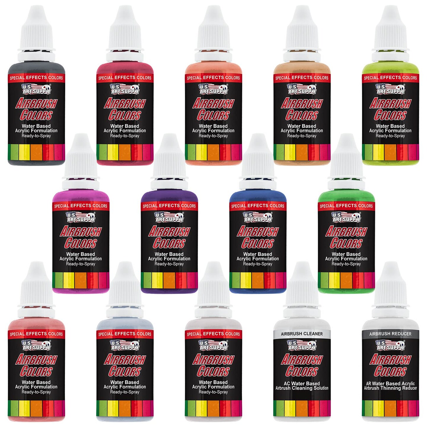 12 Color Pearlized Acrylic Airbrush Paint Set; Pearl Colors plus