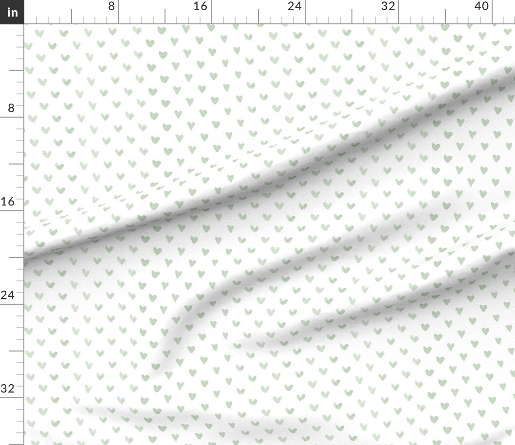 Baby Blanket Sage Green Heart Love Wedding Nursery Valentine White Custom Printed Fabric by Spoonflower Various Fabrics by the Yard or Fat Quarter