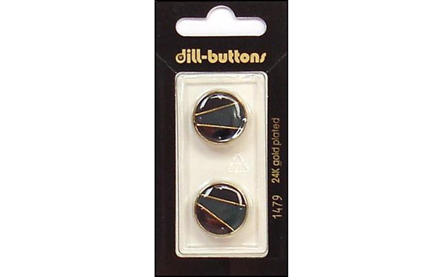 Dill Buttons 18mm 2pc Shank Enamel Navy/Gold