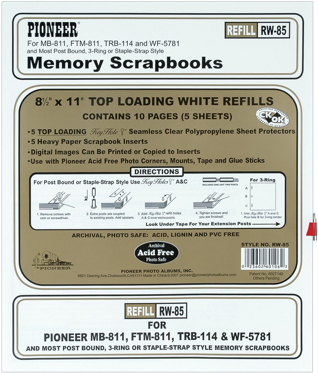 Pioneer Universal Top-Loading Page Protectors 5/Pkg-8.5"X11" (W/White Inserts)