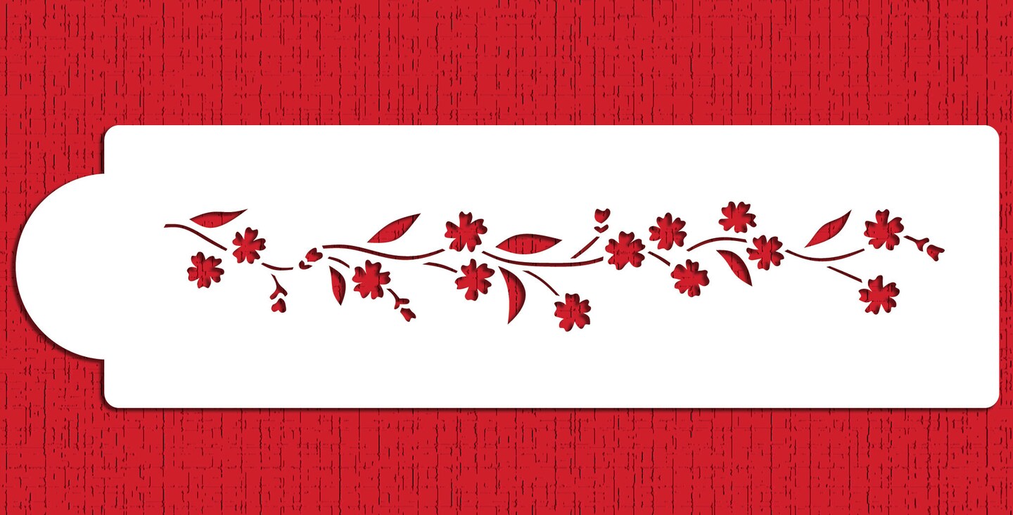 Forget Me Not Cake Stencil Side | C548 by Designer Stencils | Stencils for Royal Icing, Airbrush, Dusting Powder |