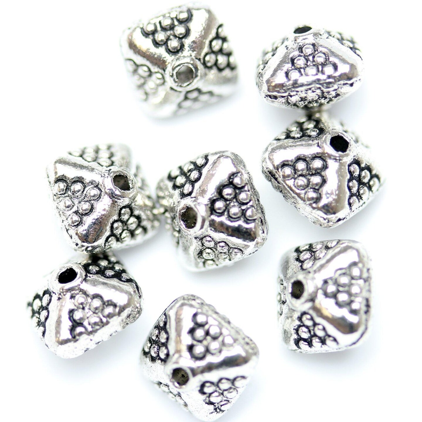 Antique Silver Plated Handmade Pyramid Beads 6x8mm
