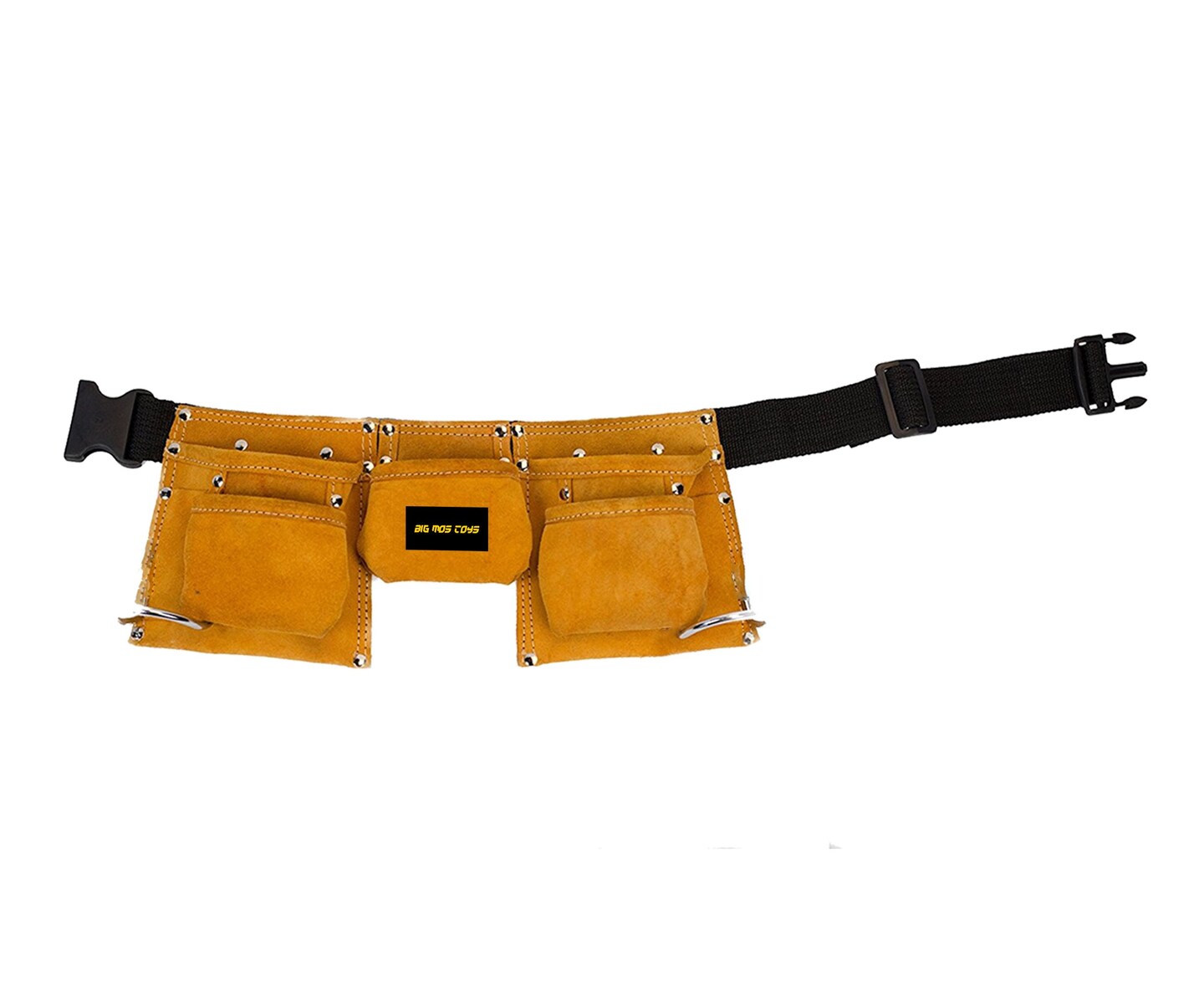Big Mo's Toys Tool Belt - Kids Brown Faux Suede Pretend Play Belt for Tools with Adjustable Strap