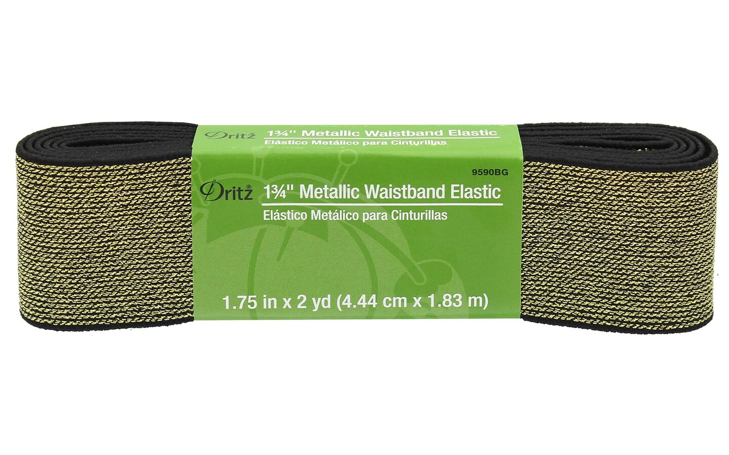 Dritz elastic waistband mtlc 1 3 4 x 2yd blk gold michaels