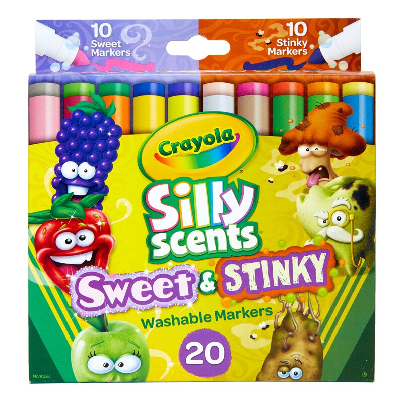 Silly Scents&#x2122; Sweet &#x26; Stinky Washable Markers, Broad Line, 20 Colors/Scents