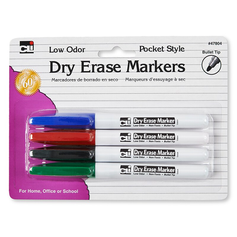 Dry Erase Markers, 4 Colors, Bullet Tip, Pack of 4 Michaels