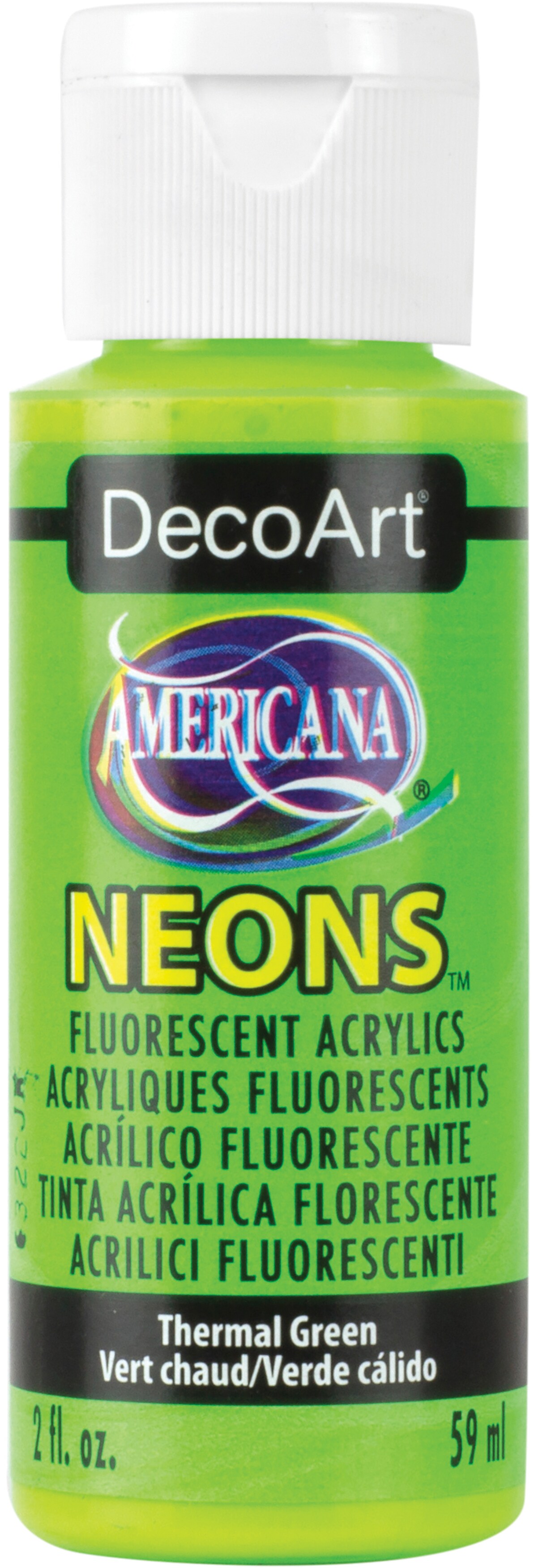 DecoArt Americana Neons Fluorescent Acrylic Paint 2oz-Thermal Green