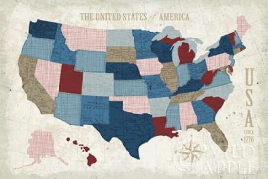 USA Modern Vintage Blue Poster Print by Michael Mullan - Item # VARPDX17476