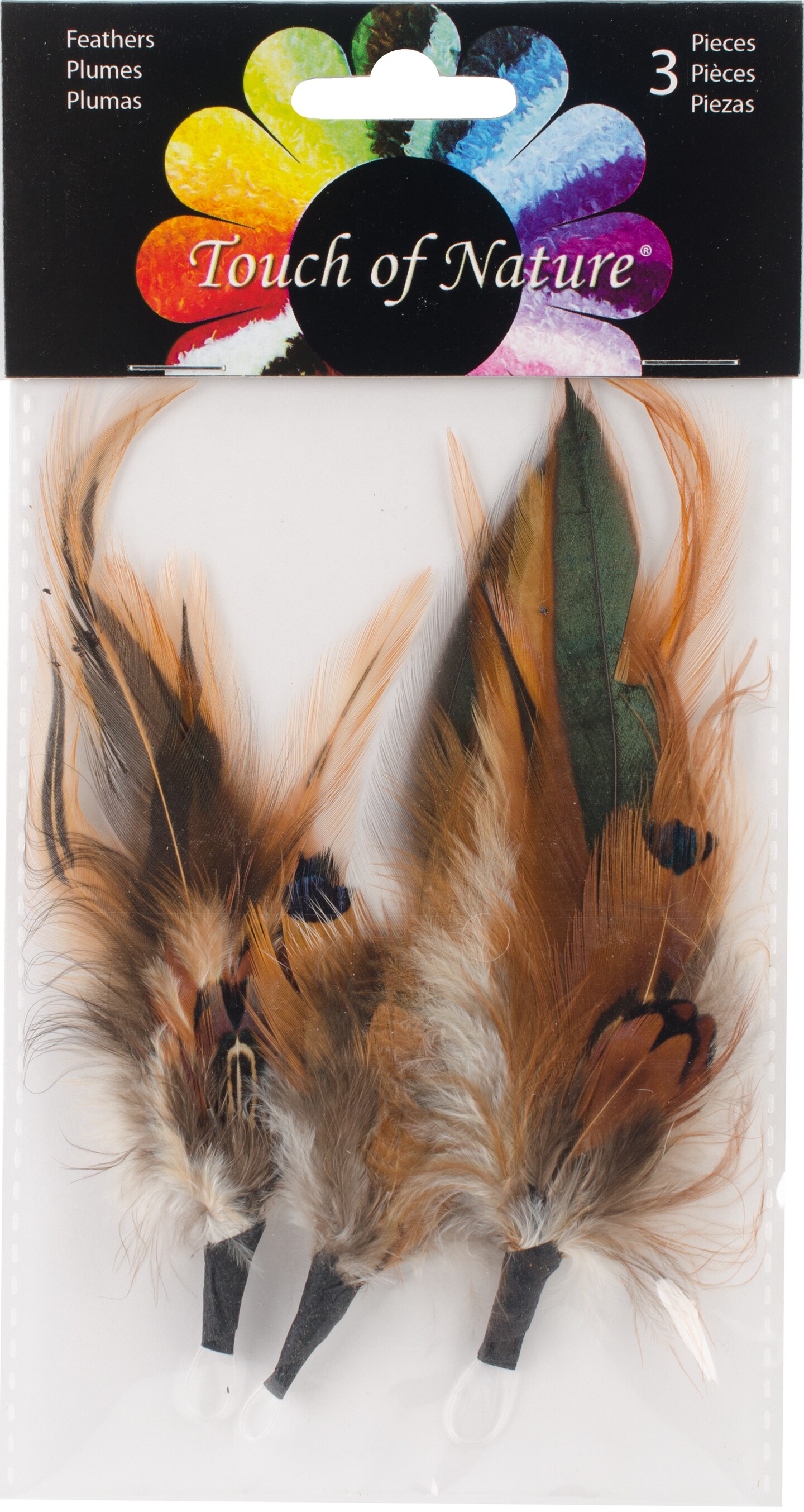 Touch Of Nature Feather Picks 4.5&#x22; 3/Pkg-Natural Badger Hackle &#x26; Pheasant