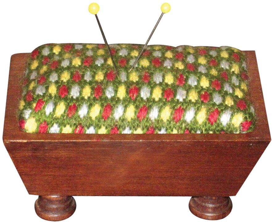 Sudberry House Mahogany Vintage Pincushion 3.5&#x22;X5&#x22;-Design Area 2&#x22;X3&#x22;