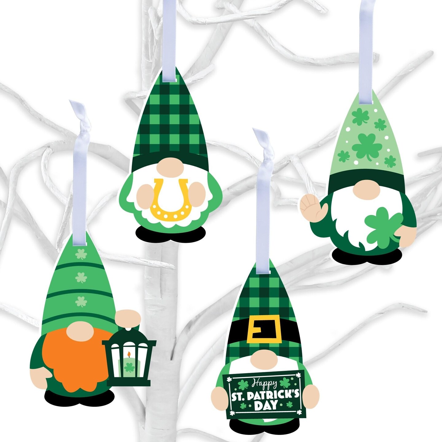 Big Dot of Happiness Irish Gnomes - St. Patrick&#x27;s Day Decorations - Tree Ornaments - Set of 12