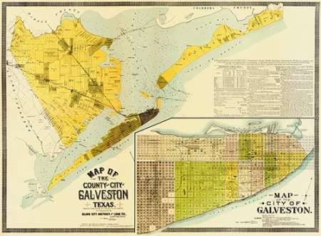 Map of the county and city of Galveston, Texas, 1891 Poster Print by Island City Abstract and Loan Co. - Item # VARPDX464692