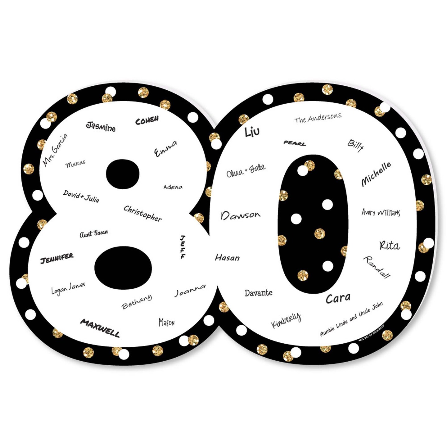 Big Dot of Happiness Adult 80th Birthday - Gold - Guest Book Sign - Birthday Party Guestbook Alternative - Signature Mat