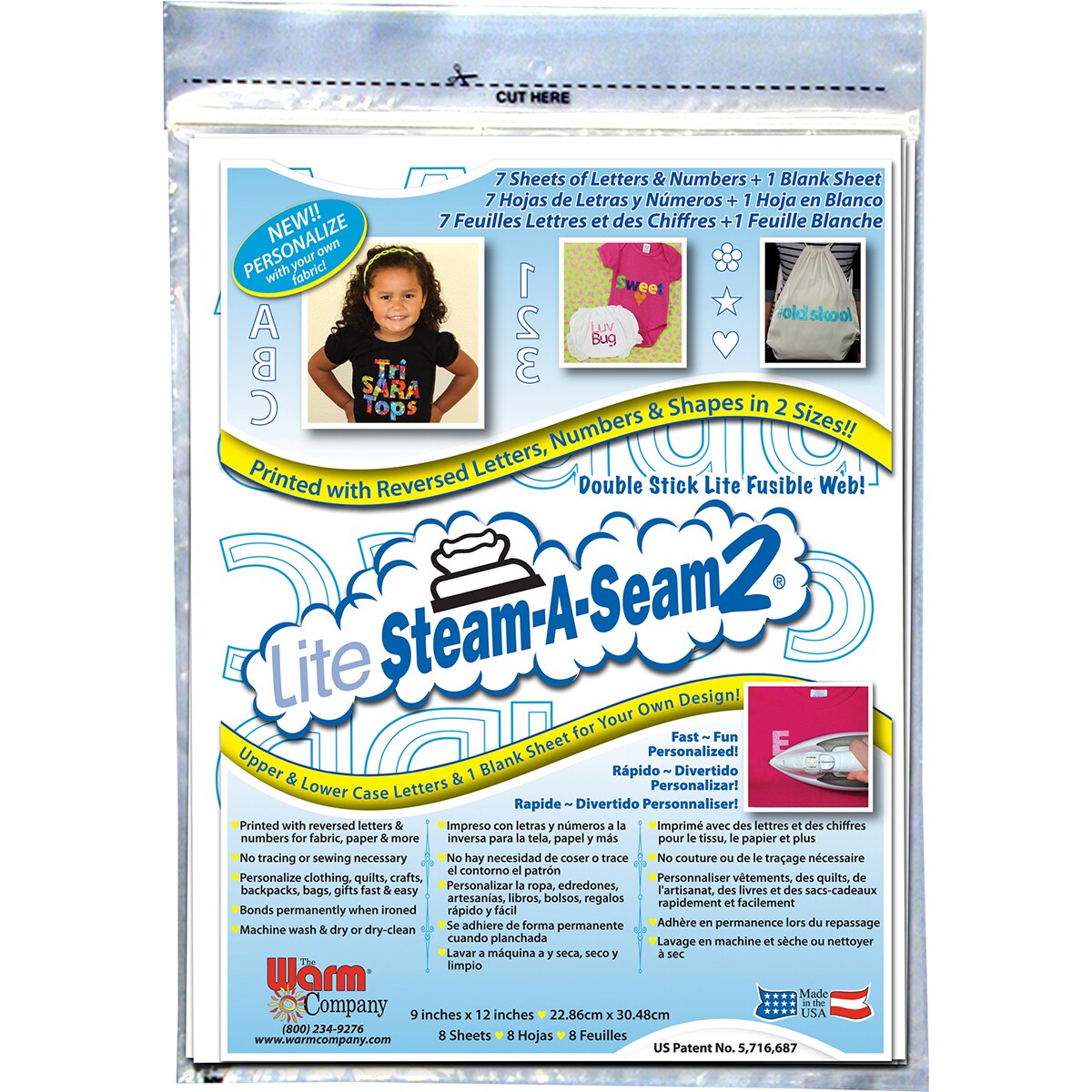 Warm Company Lite Steam-A-Seam 2 Personalized Fusible Web-9"X12" 8/Pkg