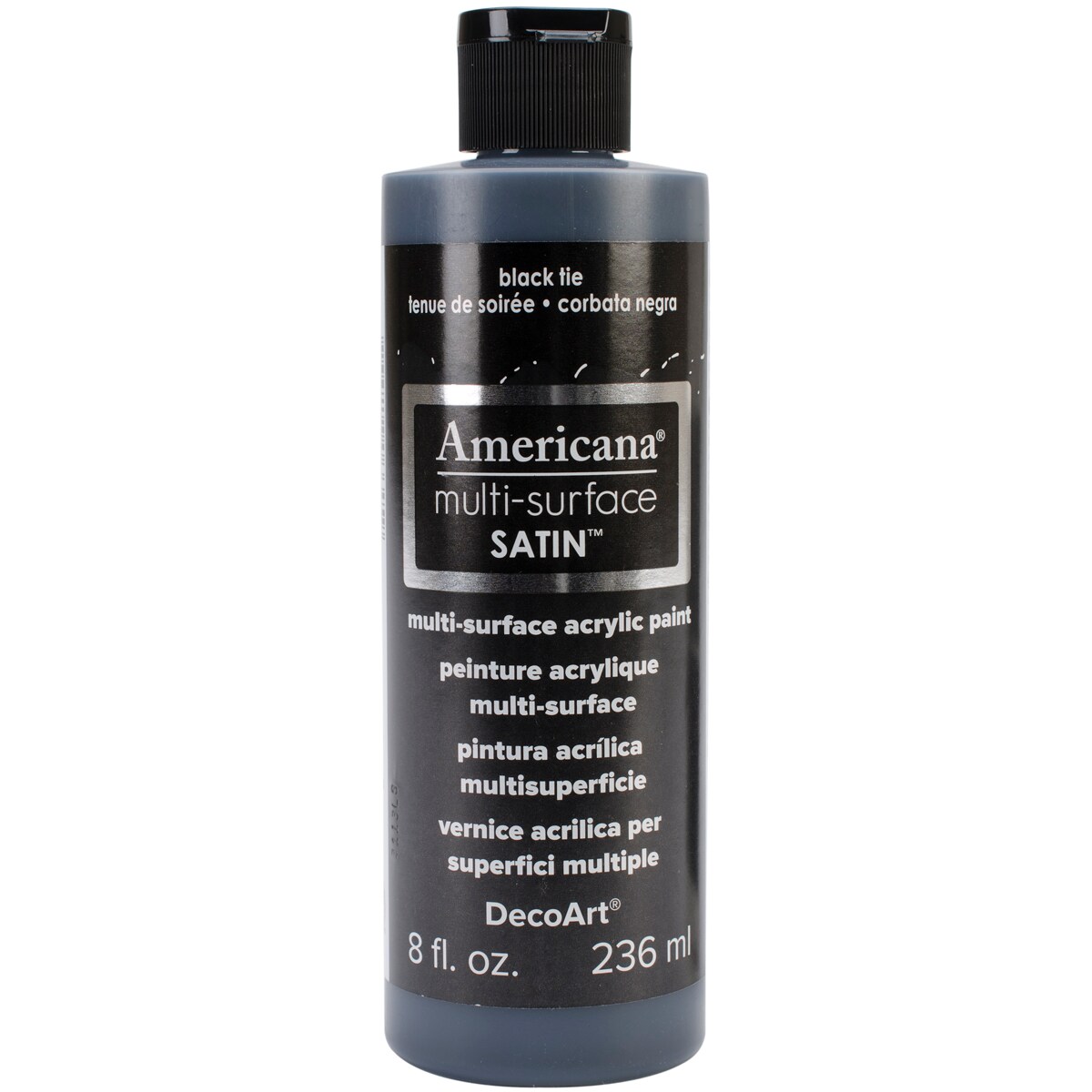 DecoArt Americana Multi-Surface Satin Acrylic Paint 8oz-Black Tie