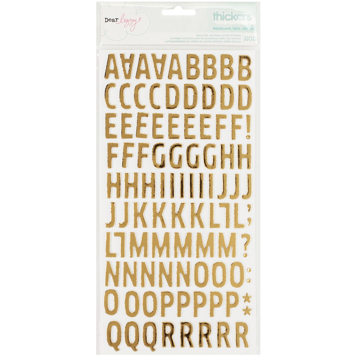 Thickers Fine & Dandy Alphabet Stickers - Woodland, Gold Foiled, 202pcs